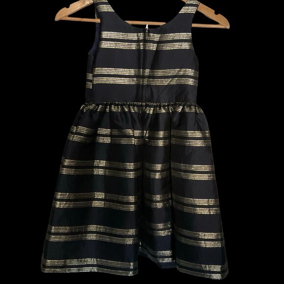 👣 5/$25 - Navy Formal Dress with Gold/Silver Stripes - Picture 2 of 4